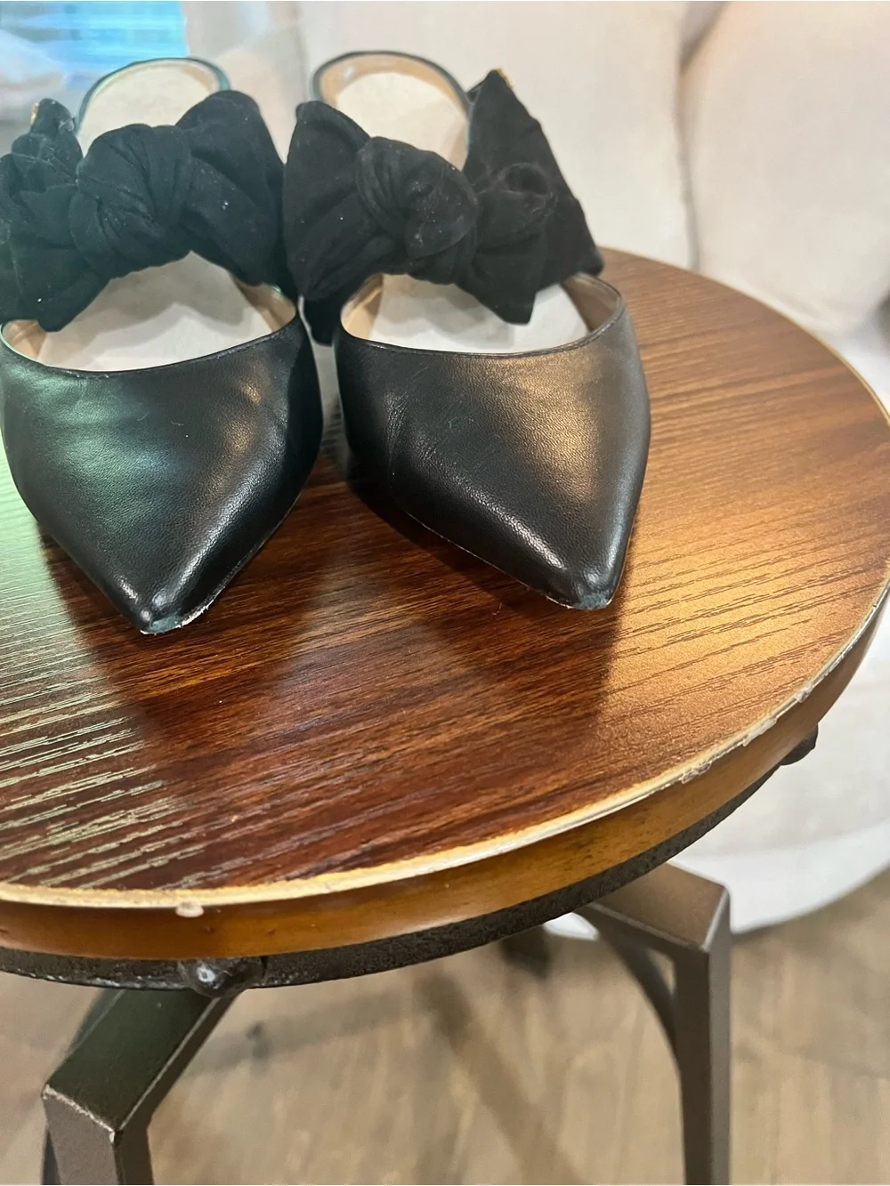 Tory Burch Black Pointed Toe Bow Slingback Heels. Size 9.5